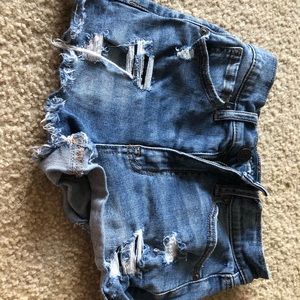 navy blue ripped shorts